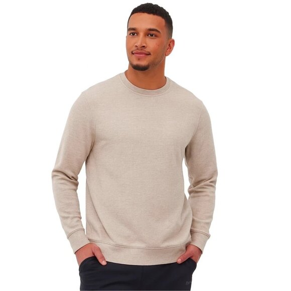 NEW Bench Men's M Beige Ribbed Crewneck Sweatshirt Cotton Blend - Picture 1 of 11